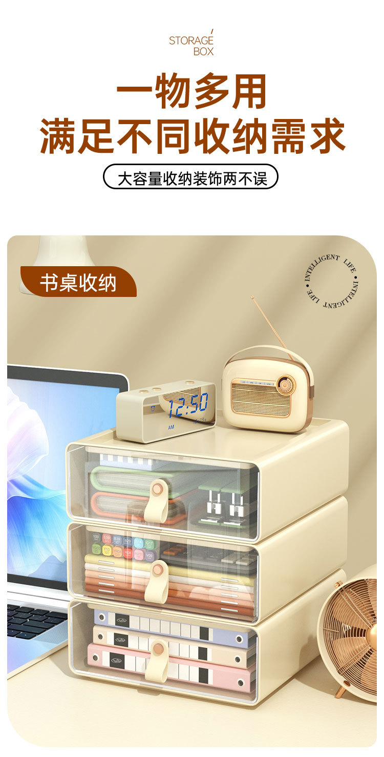 收纳盒抽屉款多层学生桌面整理盒大容量创意文具多功能办公室详情7
