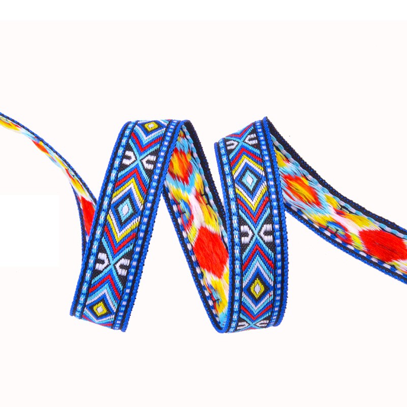 1.8cm ethnic webbing accessories, ethnic style polyester decorative materials, colored jacquard ribbons, edge wrapping fabric strips pic 3