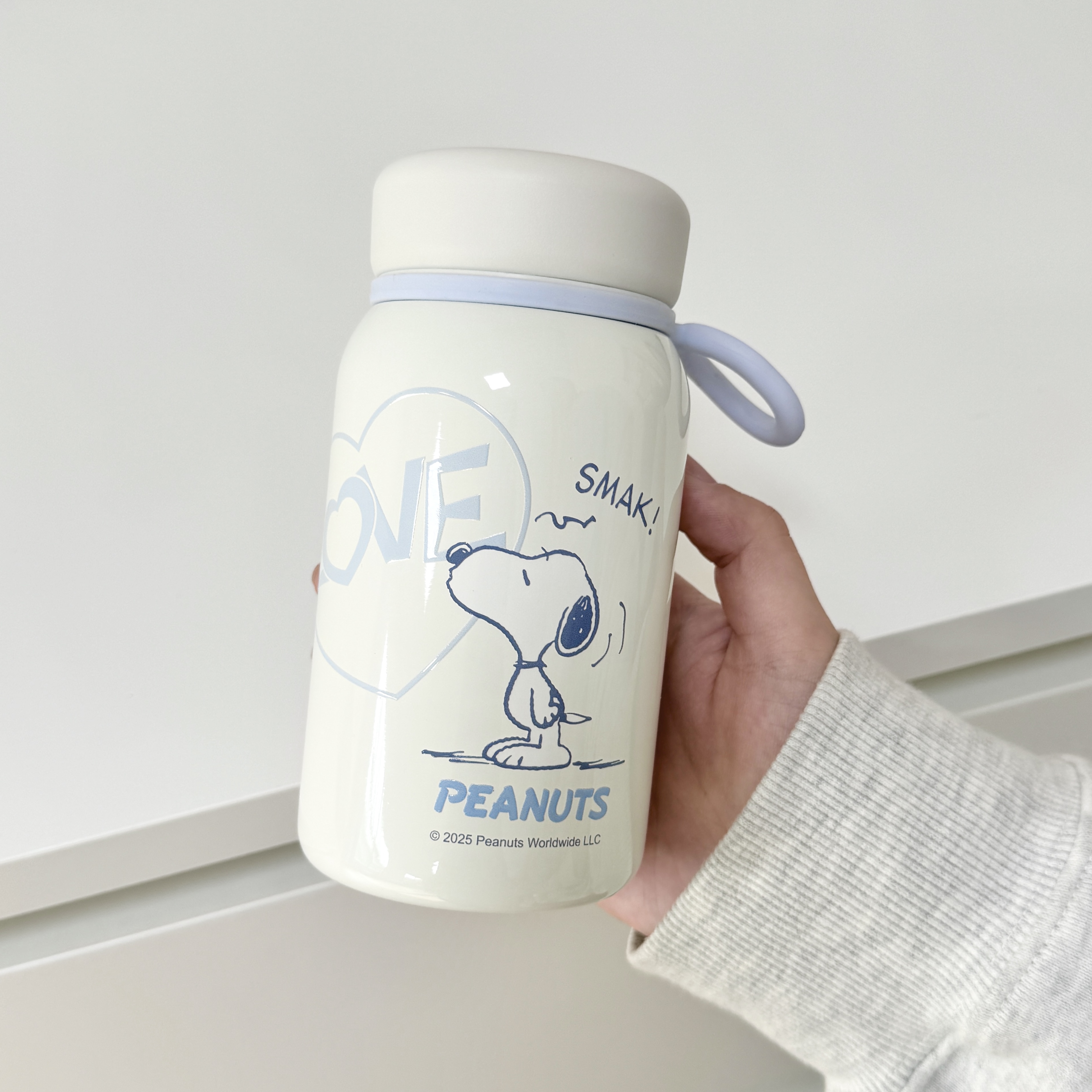 TinkerTot史努比正版授权不锈钢牛奶保温杯380ml白底实物图