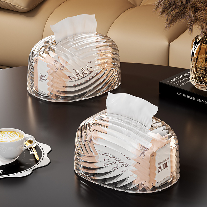 W74-WM-9056 Cross-border Tissue Box, living room coffee table tissue box, Desktop patterned Tissue box, household transparent