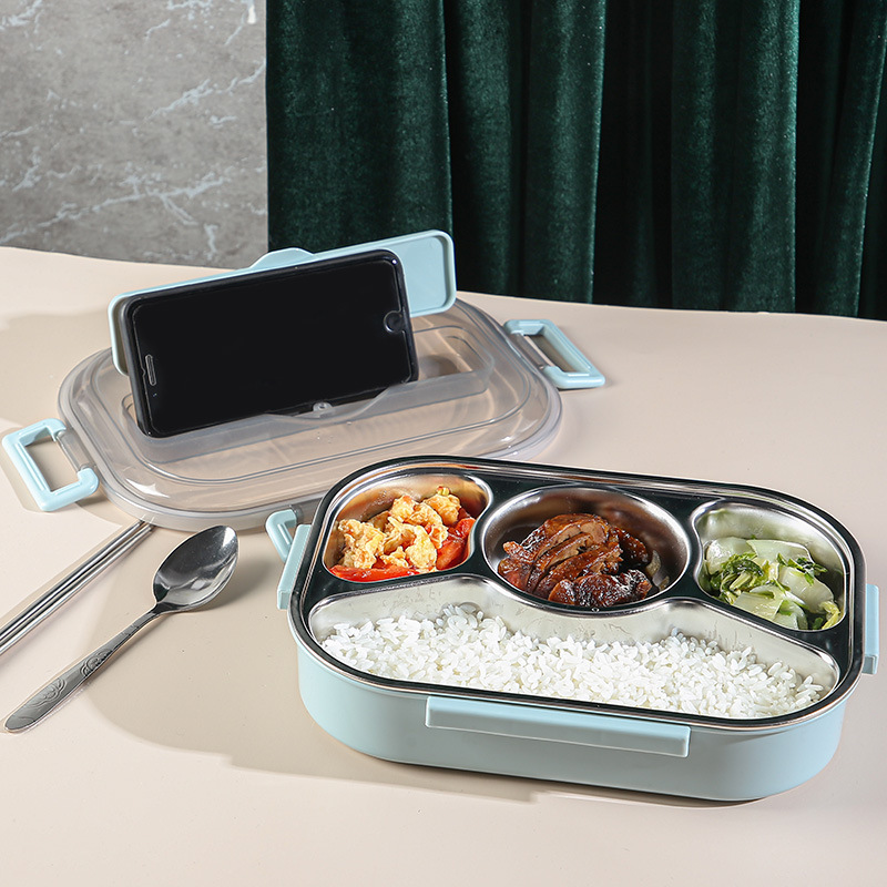 Stainless steel insulated lunch boxes, convenient lunch boxes for students to go to work, fast food boxes, compartment-insulated boxes, factory direct sales details Picture