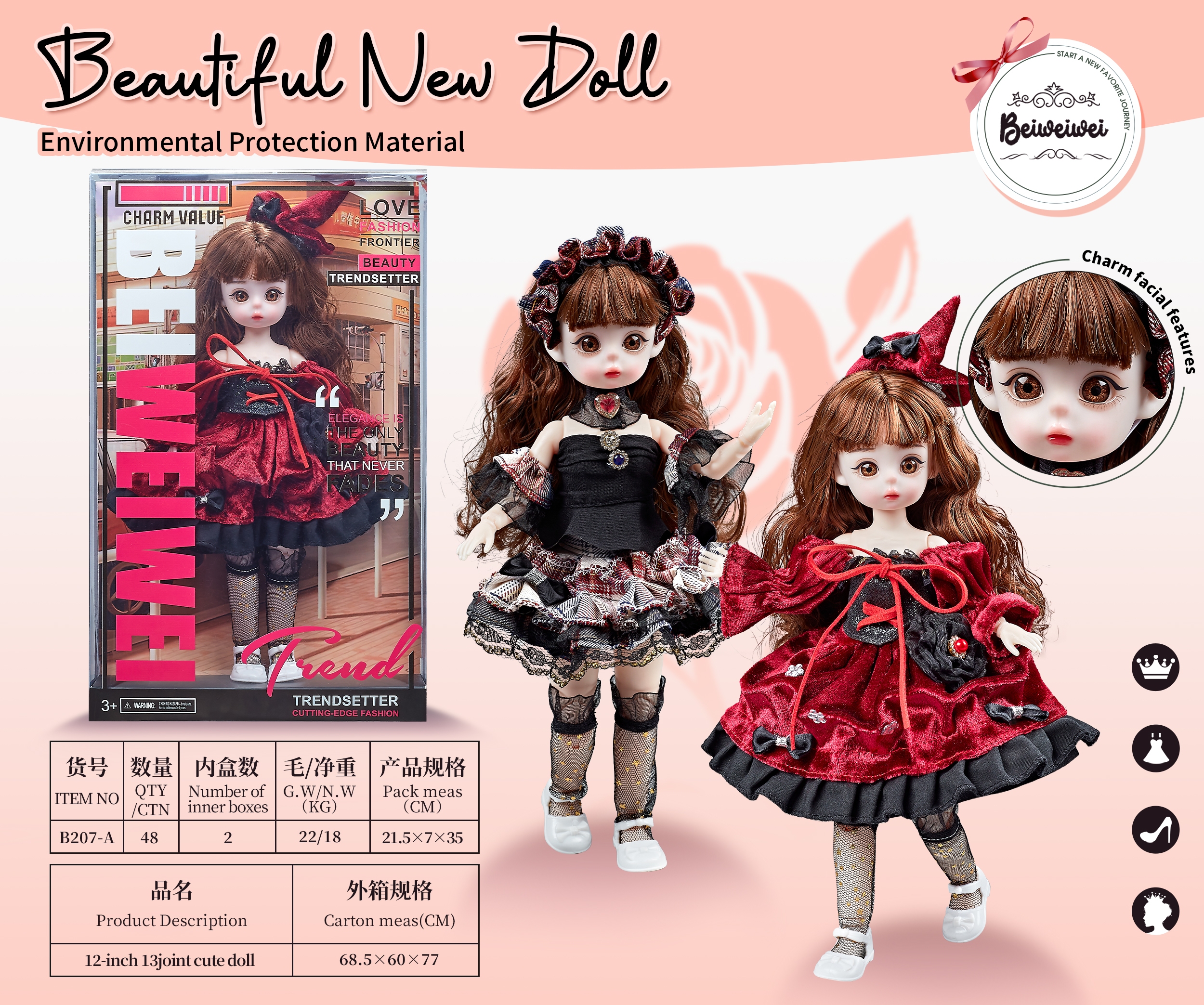 女孩玩具11寸11关节 实身彩印眼时尚精美娃娃戴皇冠+权杖洋娃娃公主娃娃详情6