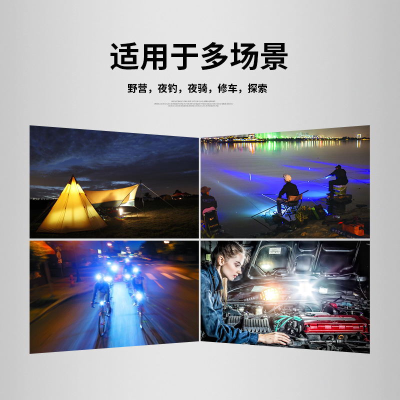 Dual-light source lamp, hiking, night cycling, camping, outdoor zoom headlamp, high-intensity long-range portable head-mounted flashlight pic 4