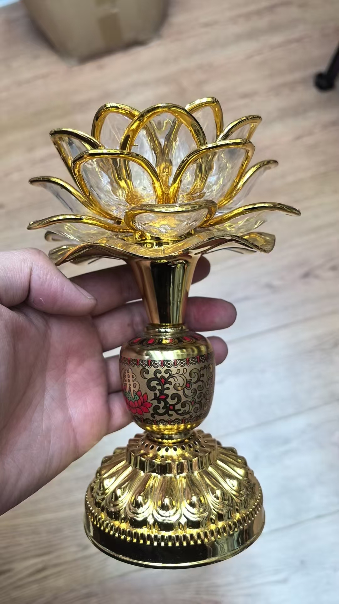 高脚莲花灯 金色 龙成吉祥 C00058