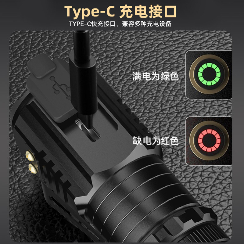 Outdoor mini flashlight, powerful laser cannon, three-eye multi-functional charging, portable, long-lasting, magnetic suction small flashlight Specification image