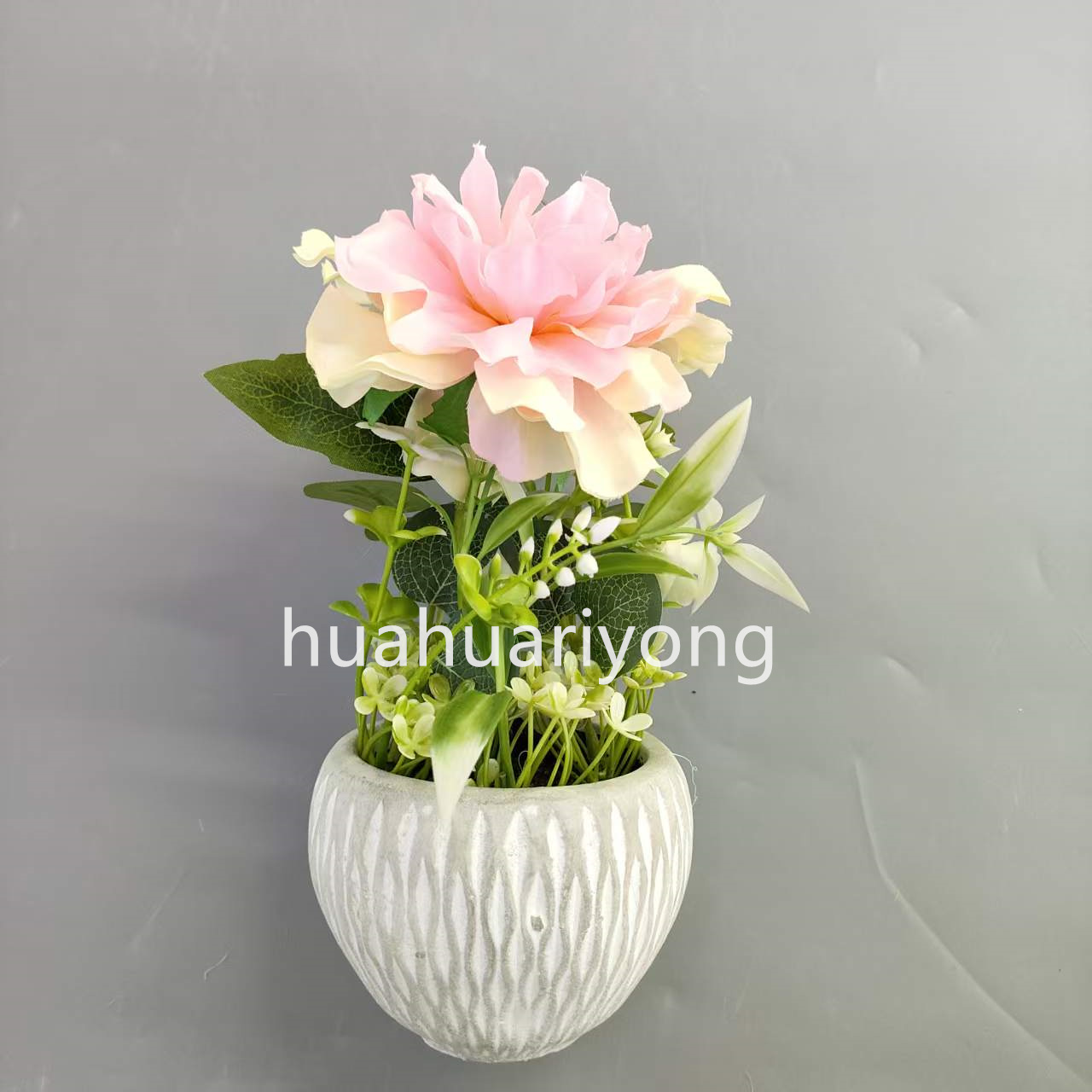 Ceramic pot hibiscus, artificial bonsai, artificial flowers, outdoor garden decoration, living room and dining room table ornaments Item Picture