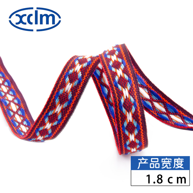 1.4cm ethnic webbing accessories, jacquard ribbon, polyester decorative narrow strips, colored jacquard webbing strips, edge wrapping fabric strips pic 2