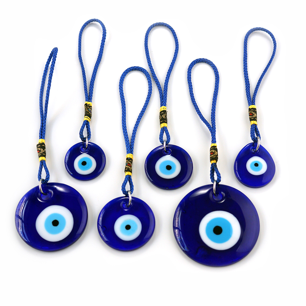 Turkish glass blue eye pendant, Devil's Eye hanging ring, blue rope with rope, Devil's Eye craft decoration ZNRA details Picture