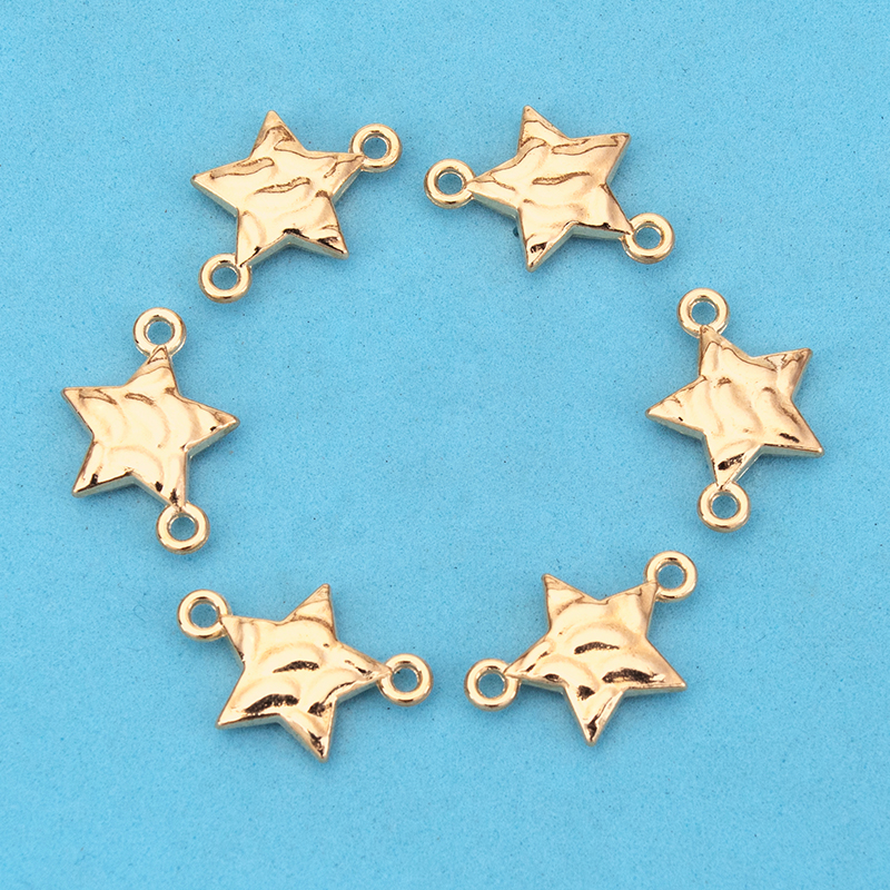 Wholesale of new creative jewelry diy accessories, double-hanging five-pointed star electroplated alloy necklaces, bracelets, pendants and small pendants Specification image