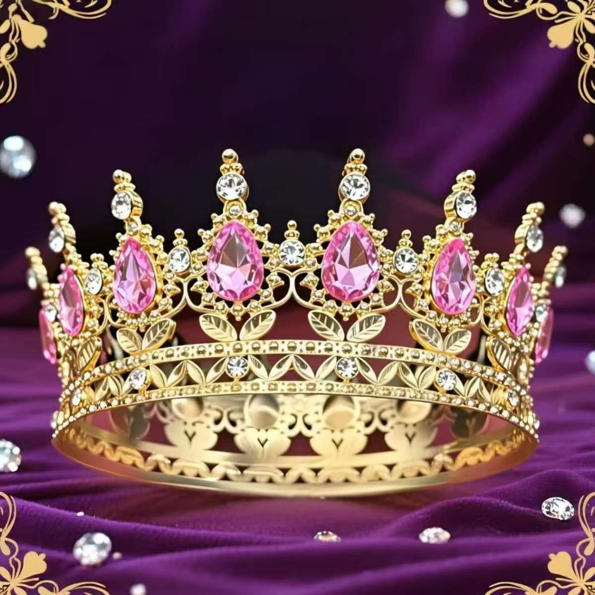 闪耀锆石皇冠新娘头饰发饰王冠婚礼婚礼头饰饰品配饰华丽优雅皇冠皇冠