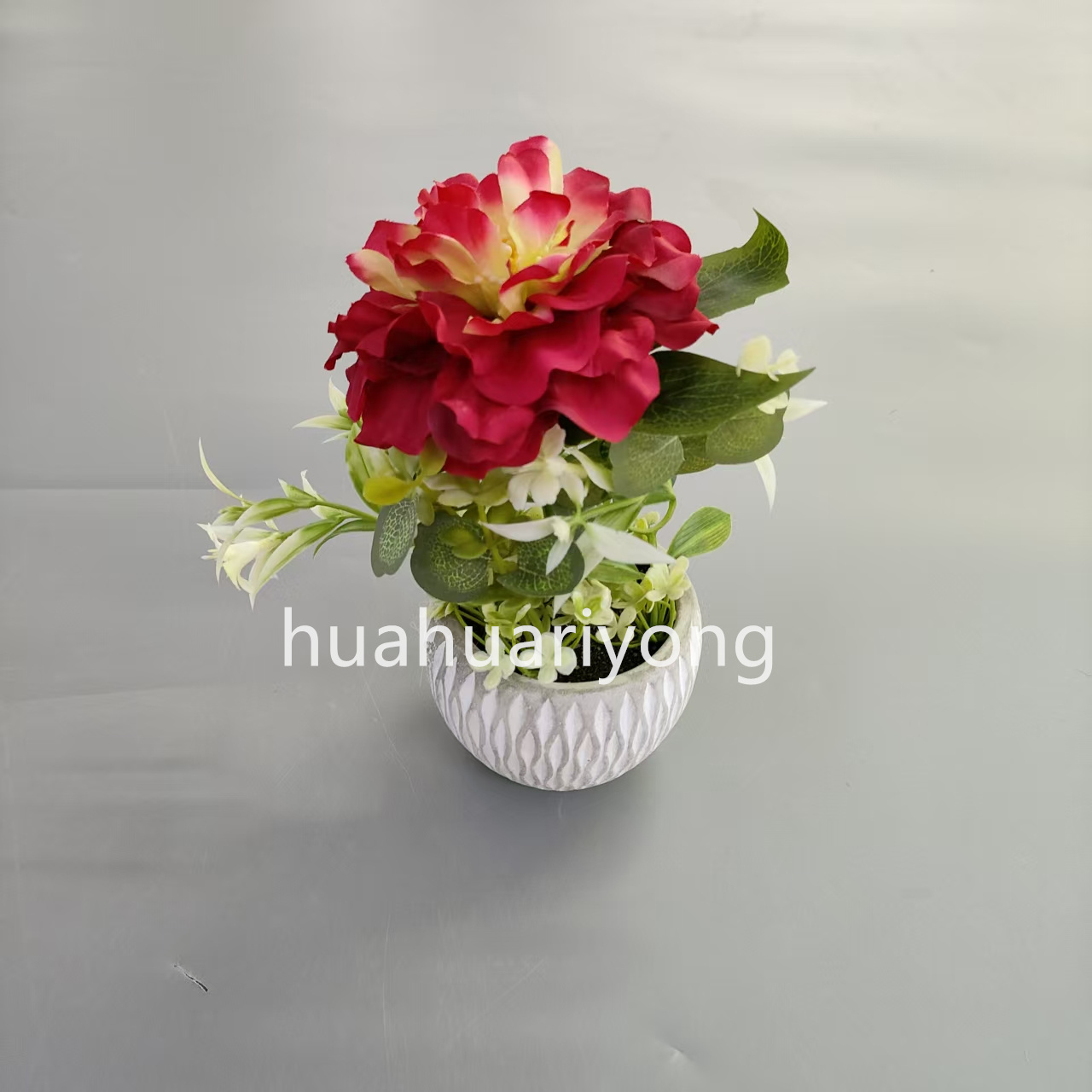 Ceramic pot hibiscus, artificial bonsai, artificial flowers, outdoor garden decoration, living room and dining room table ornaments details Picture