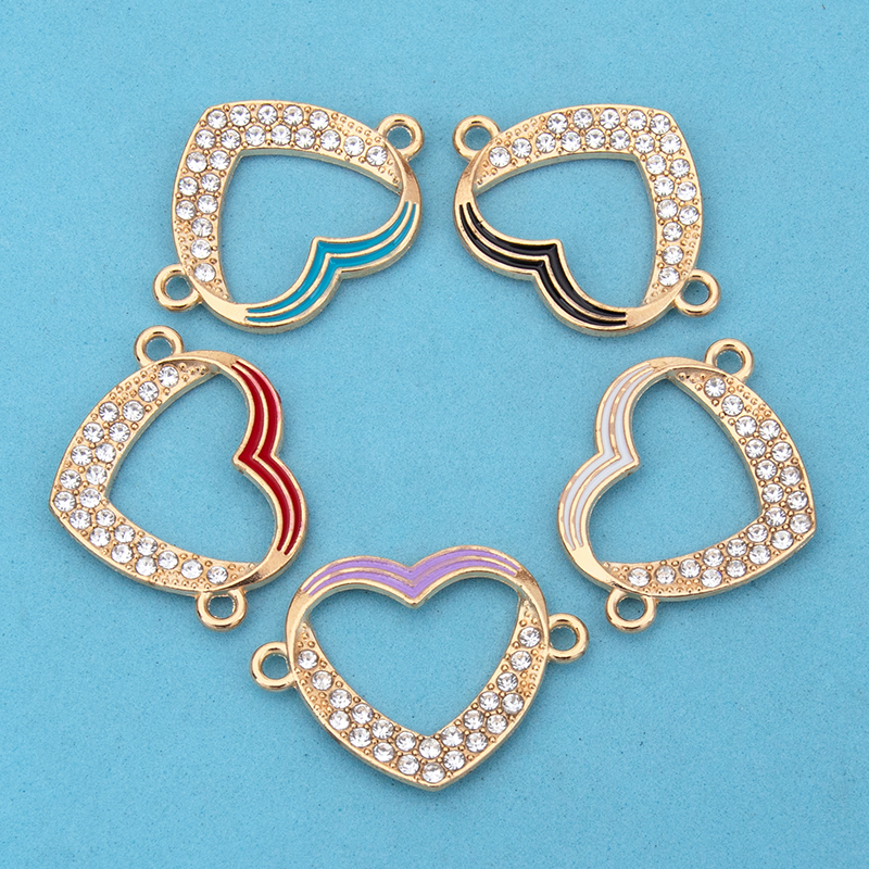 Wholesale of new creative jewelry diy accessories, double-hanging heart-shaped dot diamond necklaces, bracelets, pendants and small pendants Specification image