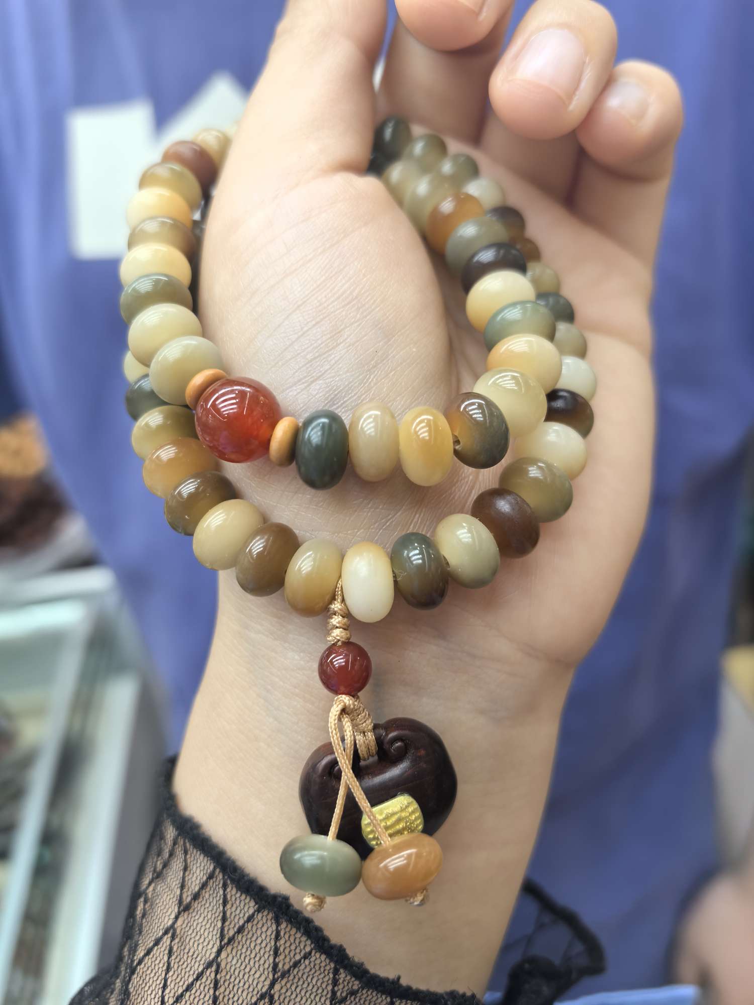 敦煌6*9算盘双圈吊坠福袋手串