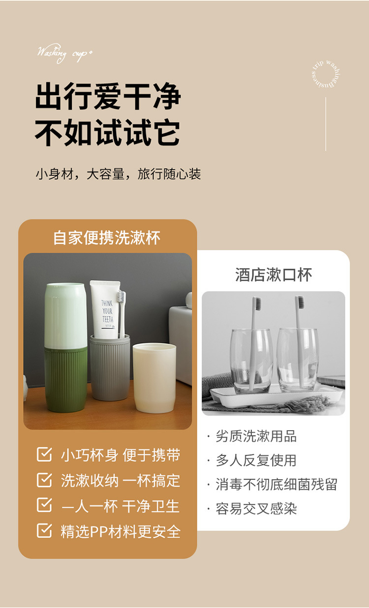 旅行杯牙杯牙刷便携式刷牙洗漱刷牙漱口套装大号牙膏收纳盒漱口杯详情3