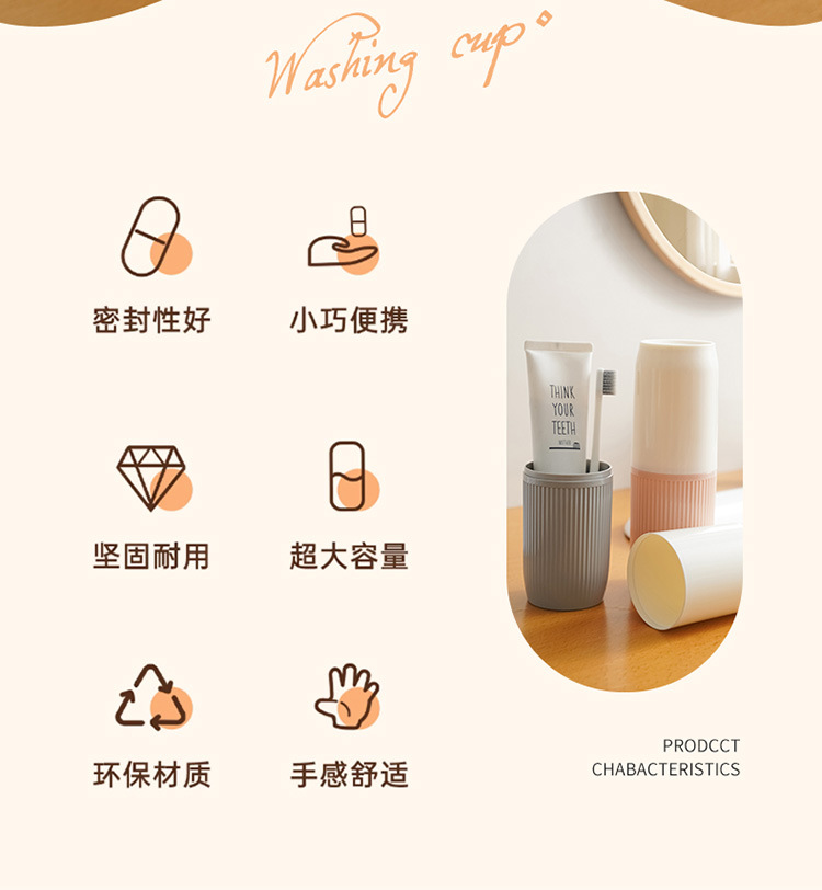 旅行杯牙杯牙刷便携式刷牙洗漱刷牙漱口套装大号牙膏收纳盒漱口杯详情2