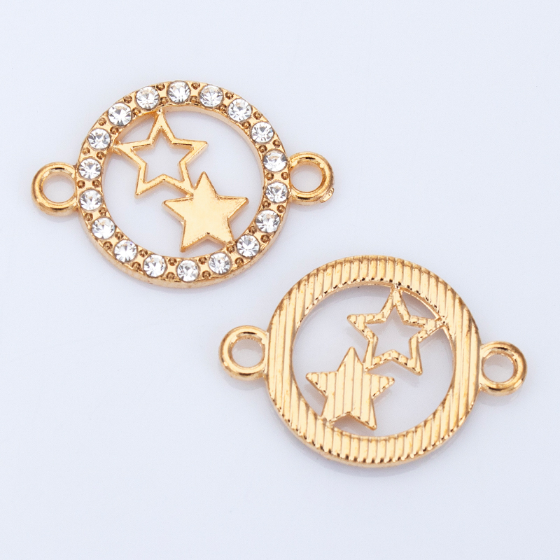 Wholesale of new diy creative accessories, double-hanging hollowed-out star-studded necklaces, bracelets, pendants and small pendants Item Picture