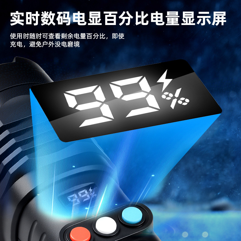 白激光三色独立开关手电筒变焦五档调节泛光侧灯笔夹Type-C充电手详情4