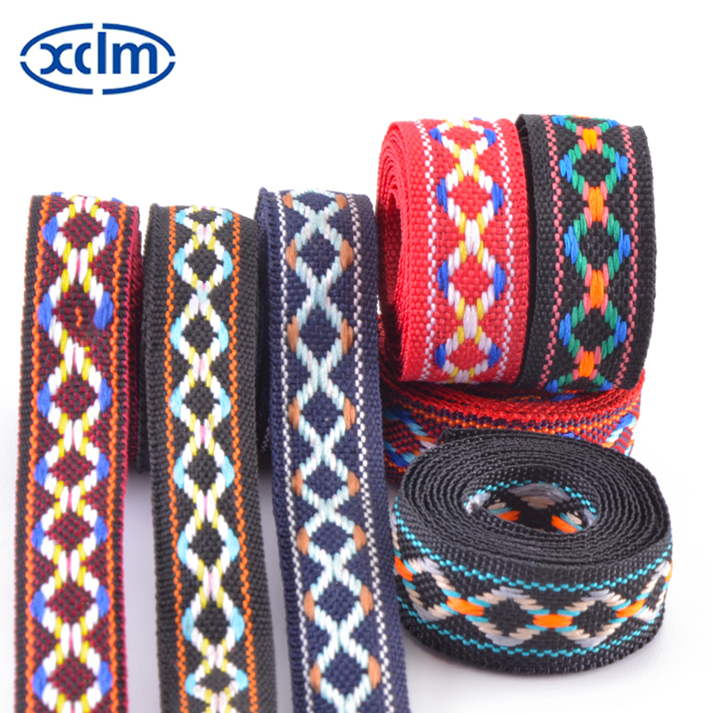 1.4cm ethnic webbing accessories, jacquard ribbon, polyester decorative narrow strips, colored jacquard webbing strips, edge wrapping fabric strips Application Scenario