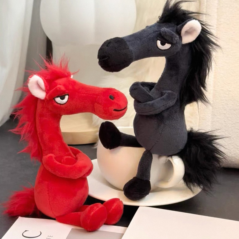 马年黑马吉祥物动物毛绒玩具纪念品创意玩偶卡通周边挂件毛绒公仔挂件钥匙扣布偶挂件可爱装饰礼物夹娃娃机厂家直销