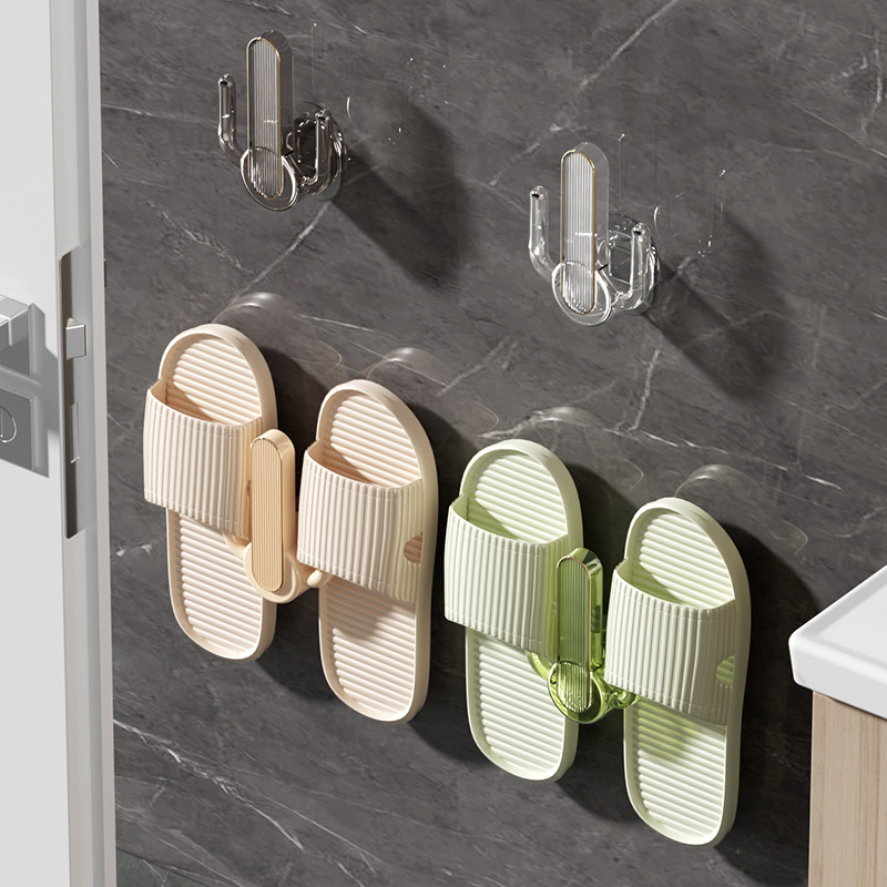 仙人掌拖鞋架浴室轻奢挂钩免打孔透明壁挂式卫生间墙上挂鞋子收纳