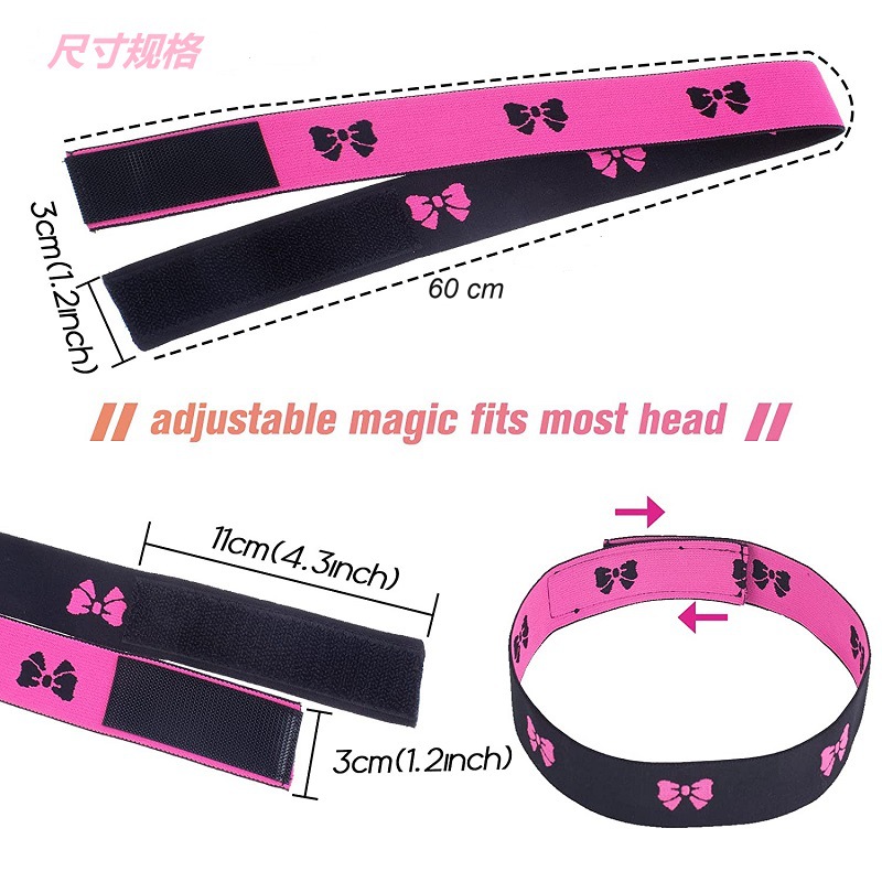 时尚男女通用格纹蝴蝶结弹力假发带日常运动两用头饰 细节图