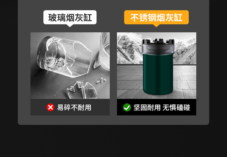 家居款不锈钢烟灰缸带水箱烟缸防飞灰创意家用客厅个性办公室批发详情12