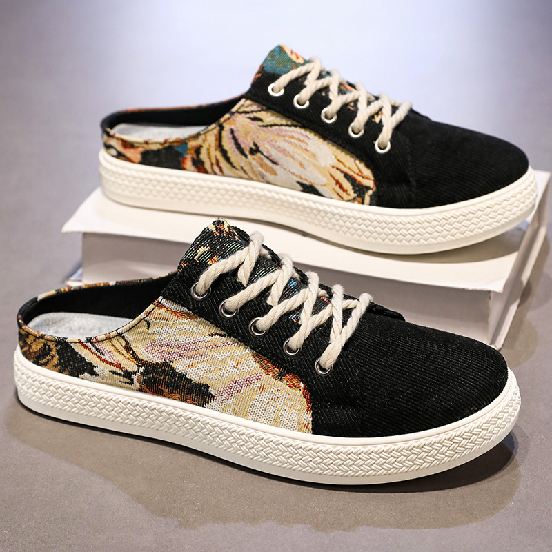 Summer half-slipper men's casual breathable men's shoes, printed trendy flip-flops, soft-soled comfortable sandals Specification drawing