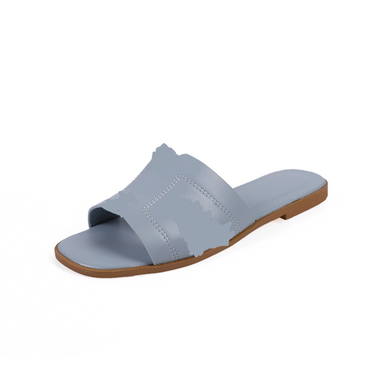 Summer soft-soled beach flip-flops, fashionable student comfort indoor Korean-style one-shoulder slippers, flat outerwear women's shoes Item Picture
