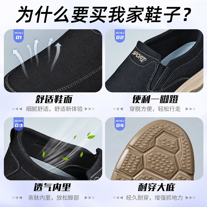 Men's autumn new style single shoes, British-style bean shoes, canvas shoes, Korean-style dad shoes, casual shoes on one foot Application Scenario