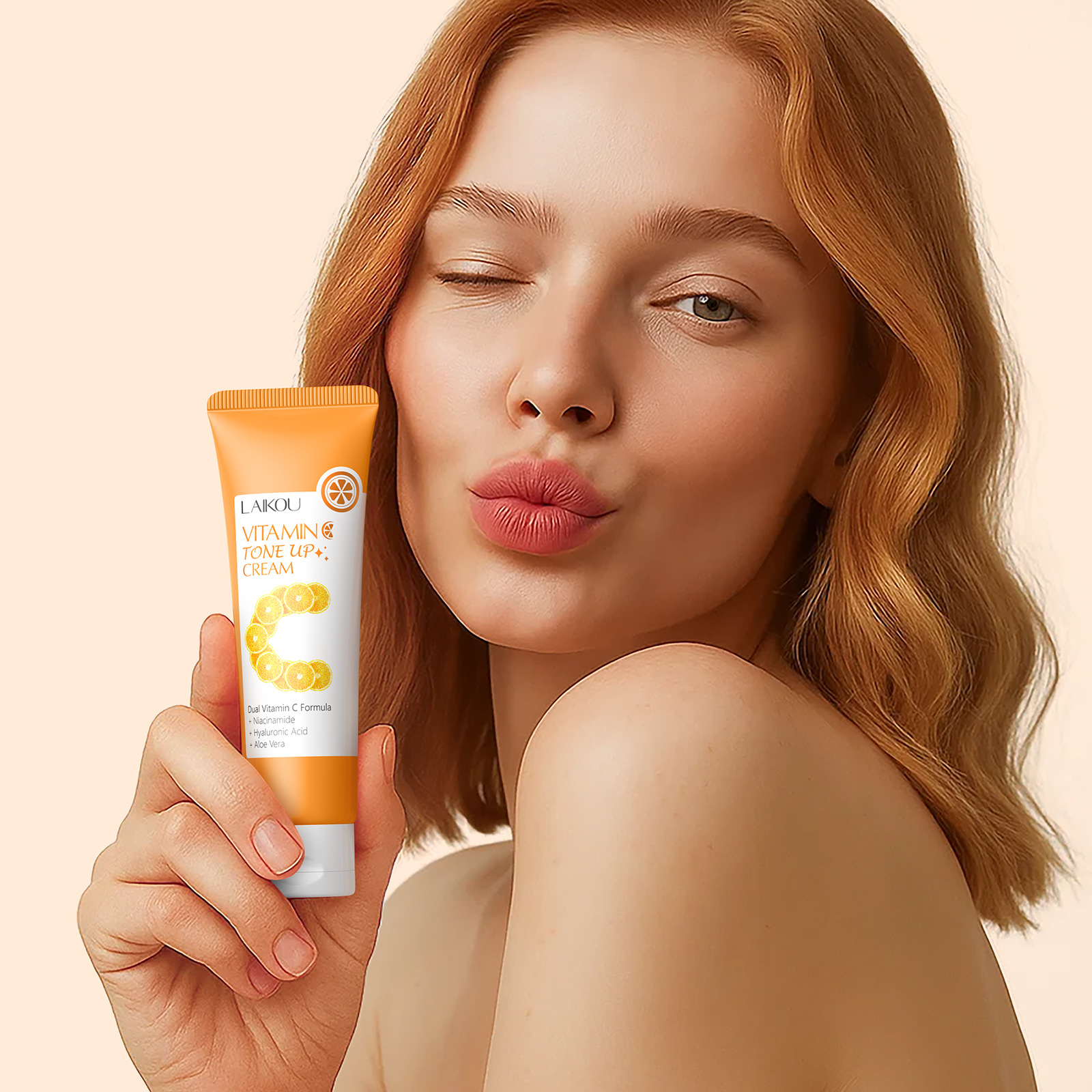 Cross-border new product LAIKOU Vitamin c Natural Cream 30g, all in English for export, Tone Up Cream to enhance skin tone full figure