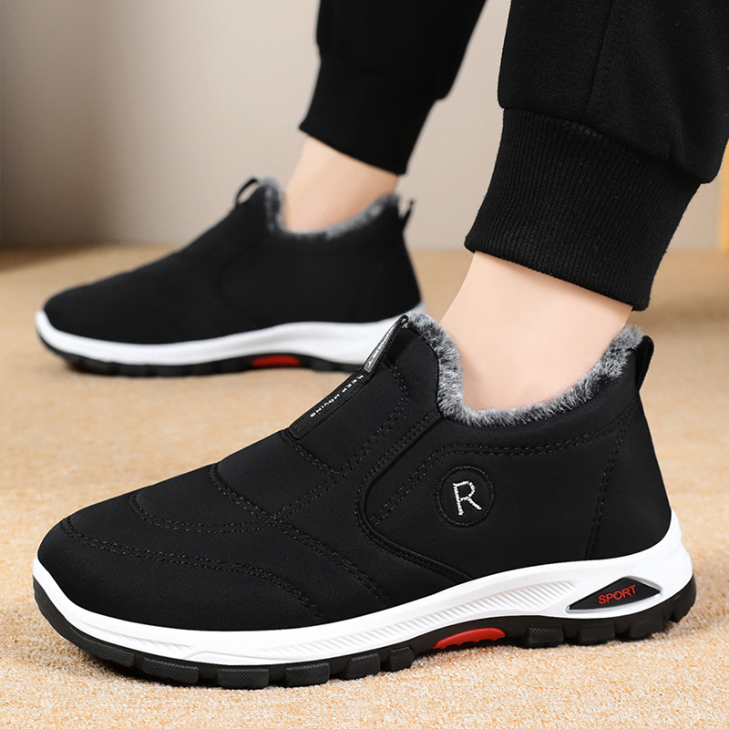 Wholesale of new winter cotton shoes for men, with added fleece and thickened warmth, couple style cotton shoes for the elderly, and one-foot snow boots details Picture