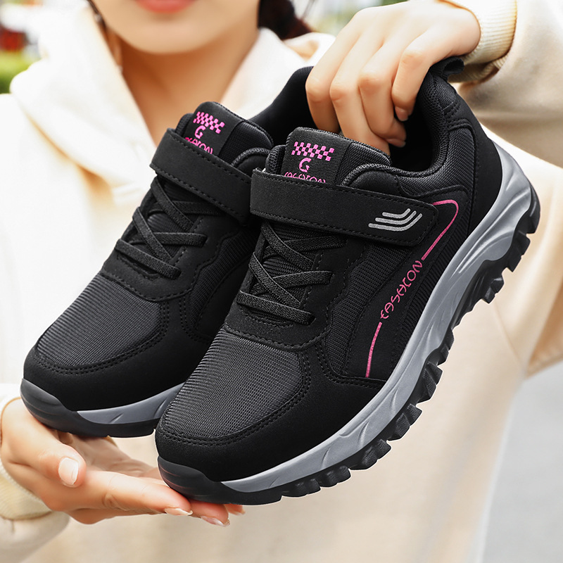 Women's sports shoes 2025 Autumn new style factory direct sales Couple style Velcro casual and comfortable walking shoes for middle-aged and elderly people details Picture