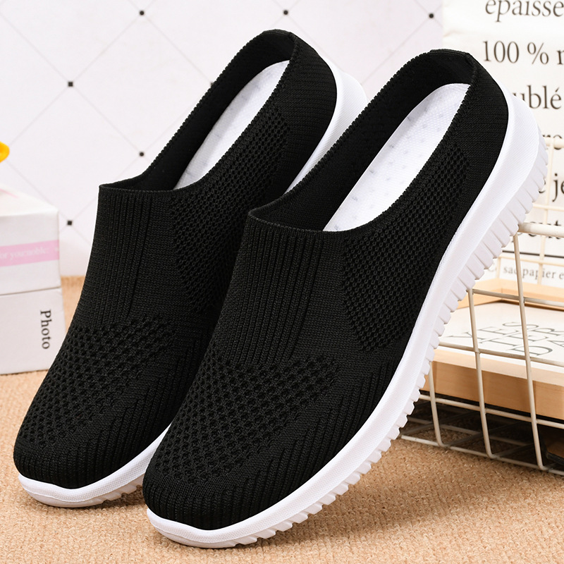 Shoes Women 2025 New cross-border large-sized cloth shoes, foreign trade women's shoes, breathable flying woven shoes, soft-soled casual mom shoes details Picture