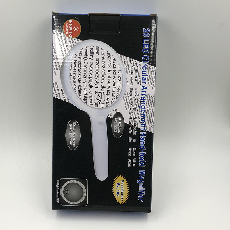 Charging TS108-20L magnifying glass, diameter 108mm, high-definition reinforced acrylic lens, LED light, three-level brightness, with light, magnifying glass, card-type magnifying glass, super magnifying glass Specification image