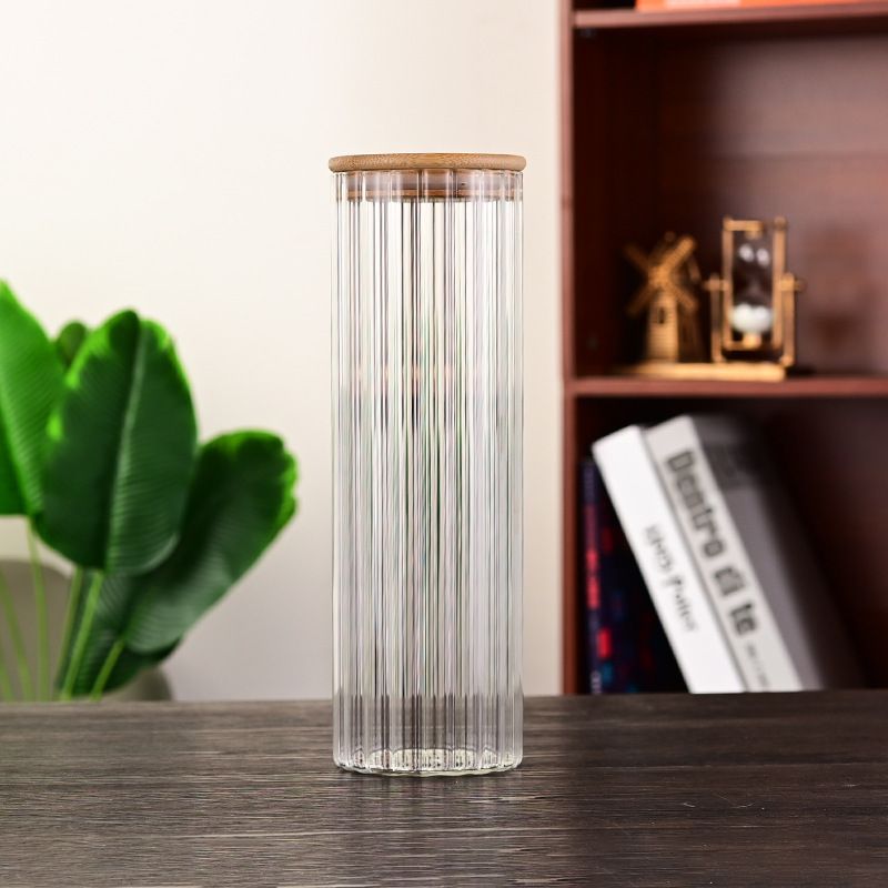 竖纹玻璃茶叶罐密封防潮家用玻璃零售收纳罐详情图5