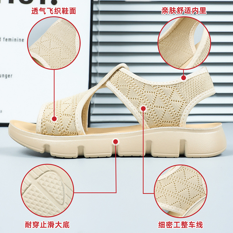 Women's Shoes 2025 Summer Breathable sandals, thick-soled casual foreign trade women's shoes, wedge heel half slippers, mesh flat sandals Application Scenario