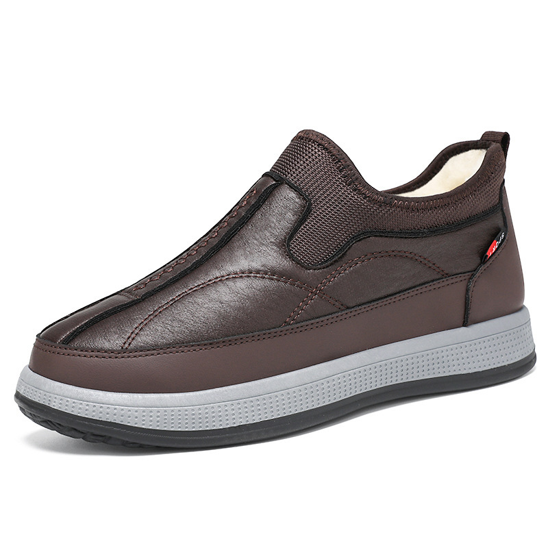 Wholesale of new winter cross-border outdoor casual and comfortable men's cotton shoes, warm one-step fleece and thickened dad shoes Item Picture