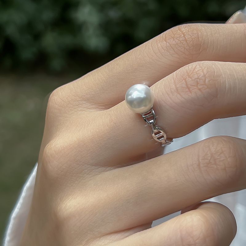 简约海水珍珠猪鼻子戒指时尚高级气质优雅7mm个性小香风详情图17