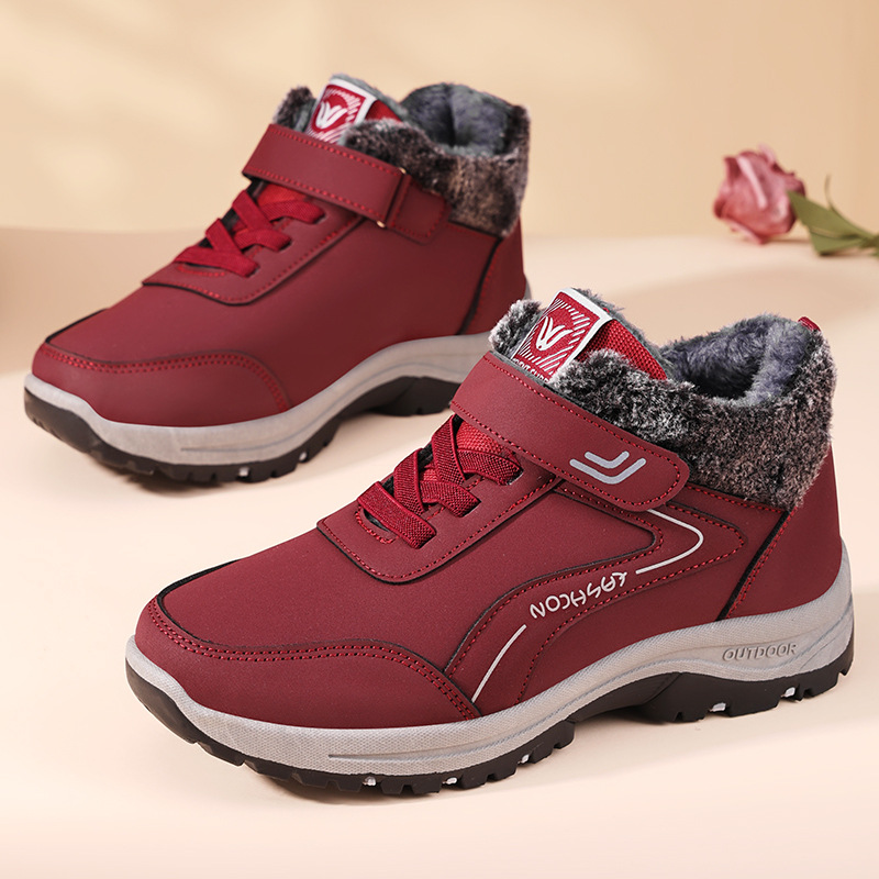New women's winter fleece and thickened snow boots, outdoor hiking and walking shoes wholesale Velcro thermal cotton boots details Picture