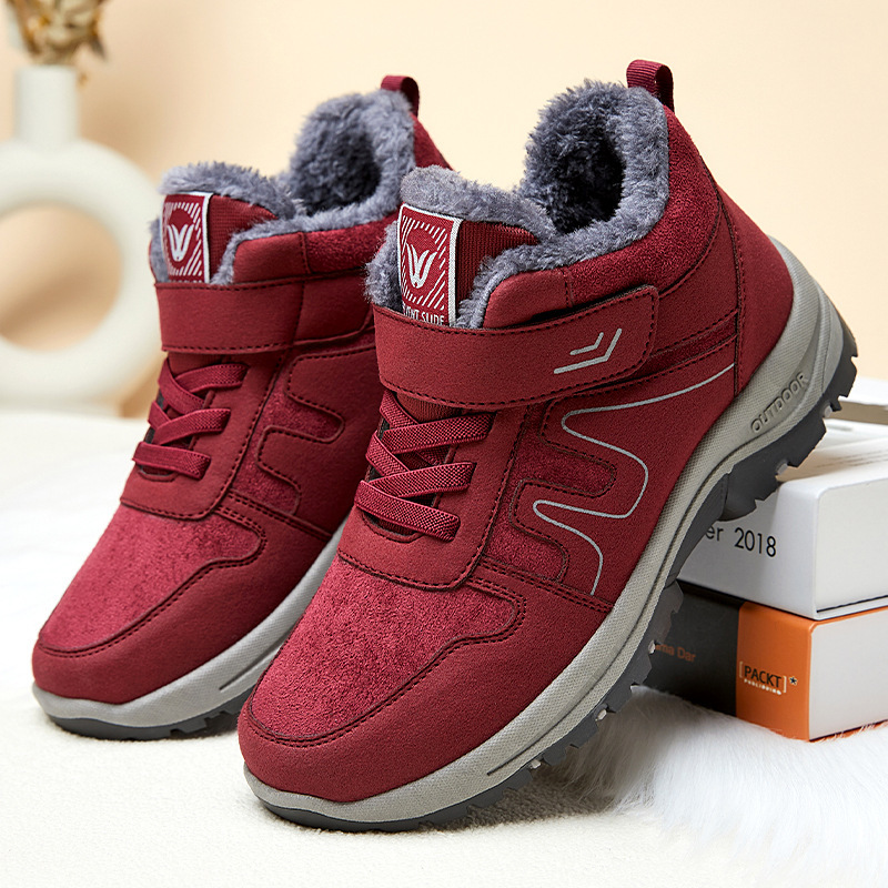 Women's walking shoes 2025 Winter new style snow boots cross-border consignment, women's boots with fleece and thickened short boots, warm mom shoes details Picture