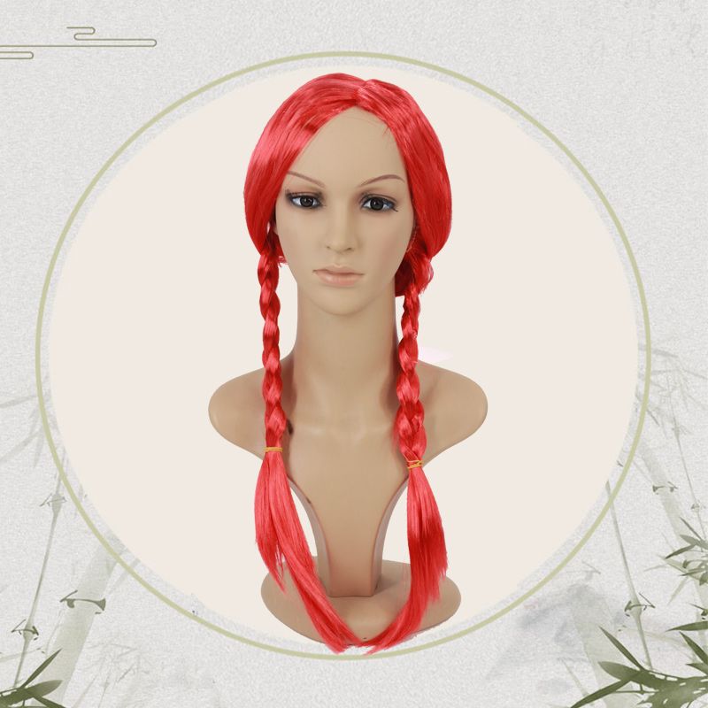 Party braided wig cosplay black double braided female anime color full head wig customization detail image 5
