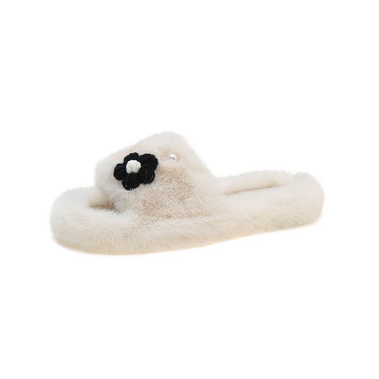 2025 New stylish and versatile flat-bottomed casual one-shoulder cotton slippers for home wear Item Picture