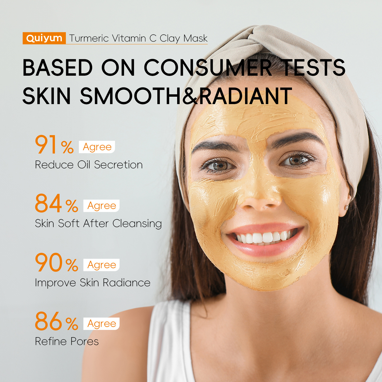 Cross-border quiyum turmeric Vitamin c Cleansing Bagged Mud Mask 5g*12pcs Hydrating Mask Mud English skin care products Specification drawing
