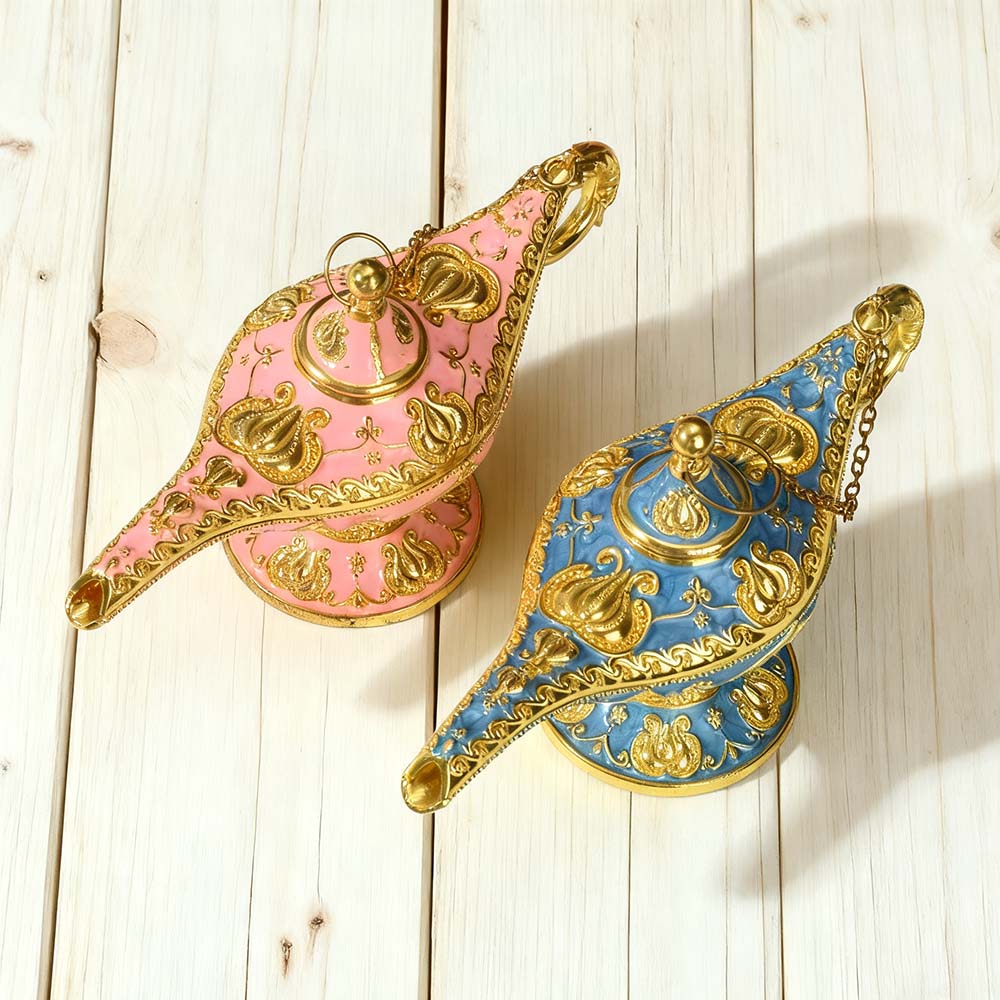 Light luxury golden-patterned Aladdin's magic lamp, court banquet decoration, magic lamp home, magic lamp handicraft, macaron color Specification image