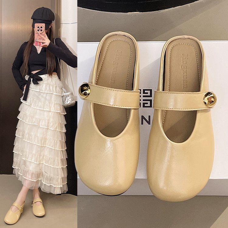 Stunning French flat-bottomed flip-flops for women's summer wear 2025 Spring New Evening breeze Mary Jane Cool slippers details Picture