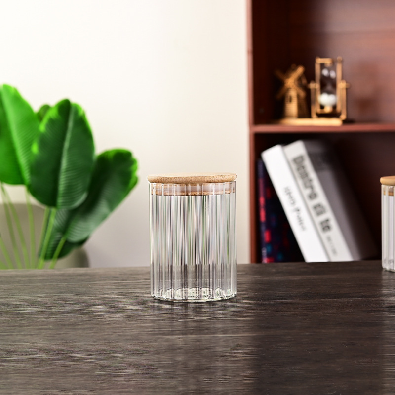 竖纹玻璃茶叶罐密封防潮家用玻璃零售收纳罐详情图2