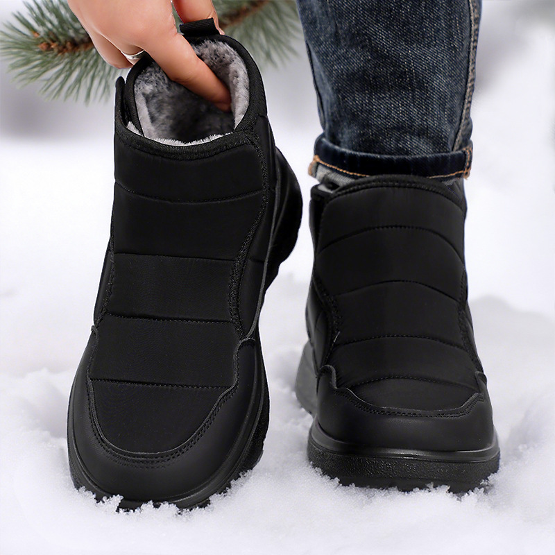 Men's shoes, winter cotton boots with added fleece and thickened fabric, new fleece lining outdoor one-foot casual walking snow boots details Picture