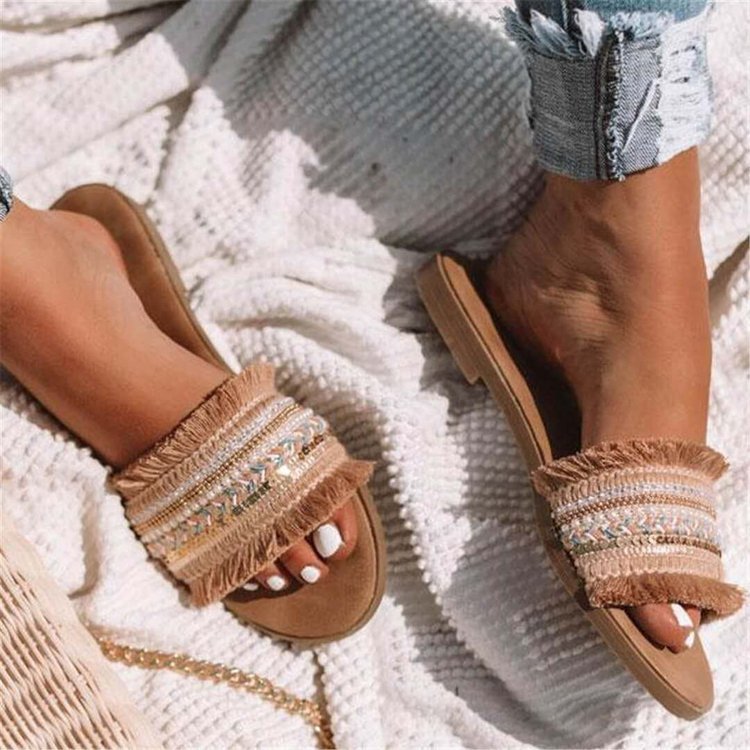 New summer 2025 cross-border trade large-sized flat flip-flops for women, European and American fashion rhinestone flip-flops for women full figure