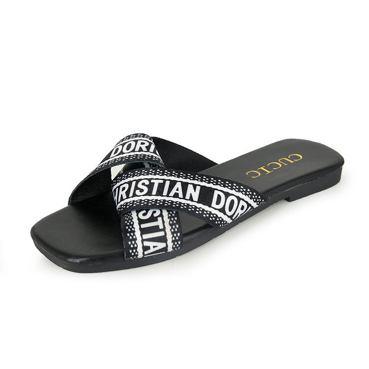 Cross-slipper women's summer outerwear 2025 Summer style simple and fashionable new versatile low-heeled casual Instagram influencer trend Item Picture