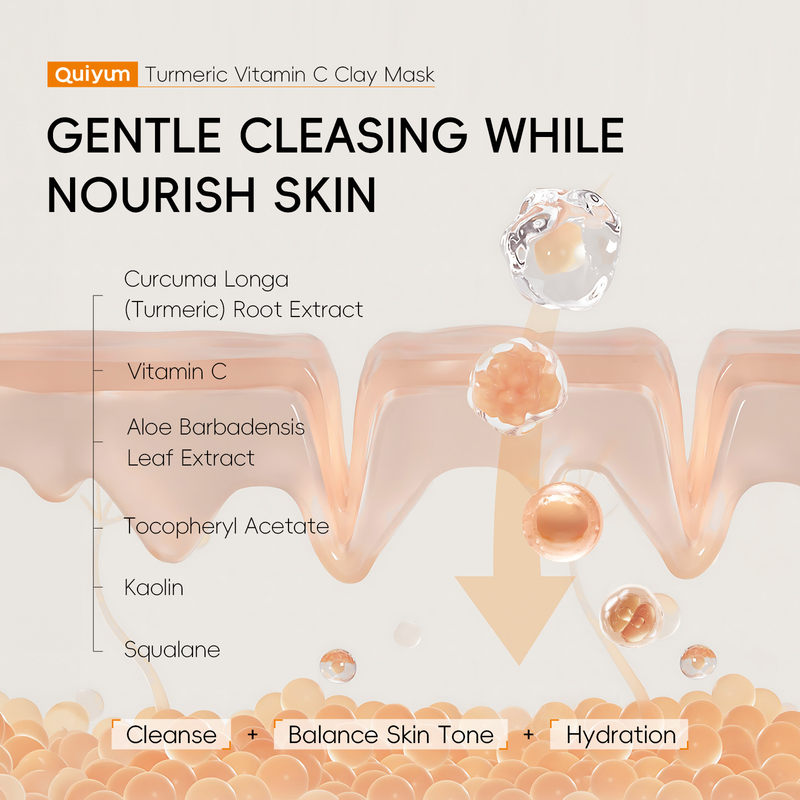 Cross-border quiyum turmeric Vitamin c Cleansing Bagged Mud Mask 5g*12pcs Hydrating Mask Mud English skin care products Application Scenario